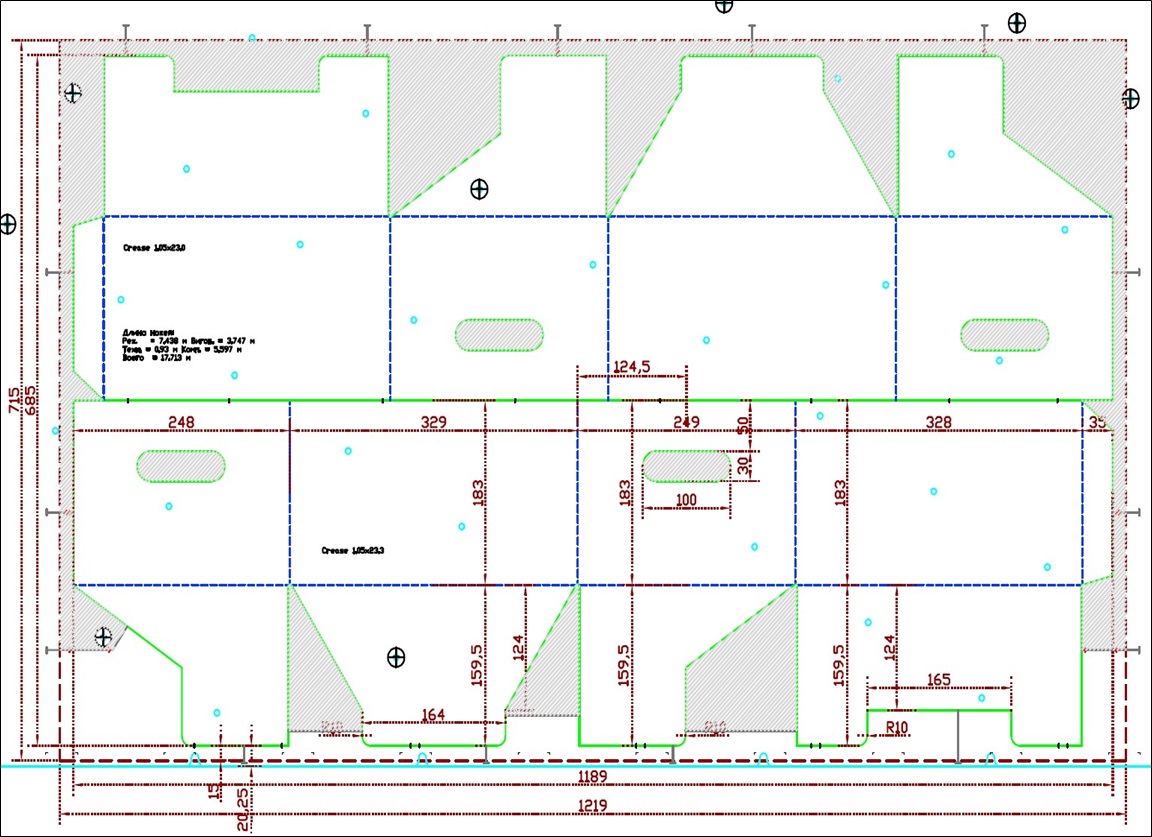 Самосборный гофрокороб крышка+дно 327х247х182мм 