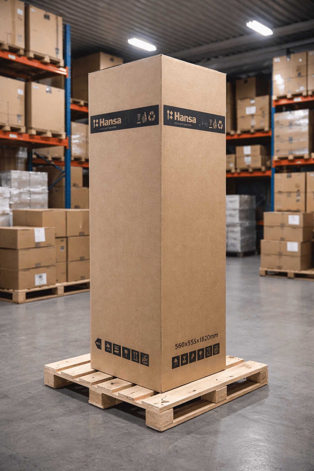 Четырехклапанный гофрокороб 560х555х1820мм для холодильника