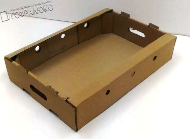 Гофролоток 548х374х112мм из бурого гофрокартона с «ушками»