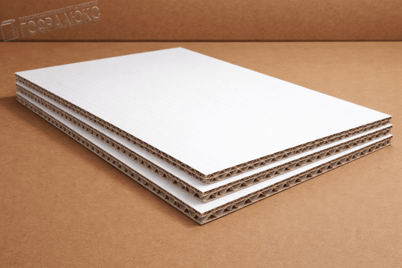 ГОФРОКАРТОН ПЯТИСЛОЙНЫЙ П-32 ВС БЕЛЫЙ 2000х1000мм